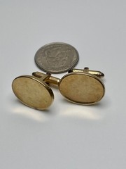 Vintage Krementz Oval 14K Gold Overlay Smooth Oval Minimalist MCM Cufflinks