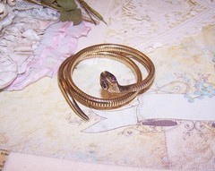 Victorian Revival 9K Rose Gold Ruby Expandable Cable Snake Bracelet – Arm Band