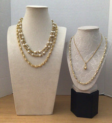 Vintage Elegant Faux Pearl Chain Necklace Jewelry Lot Gold Tone Victorian Style