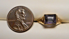 Dainty Antique 10K Yellow Gold Synthetic Purple Stone Ring 1.8g Size 8.5