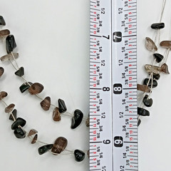 VTG 925 ATI Necklace Earrings Set 20in Smoky Quartz Black Onyx Chip Beads READ