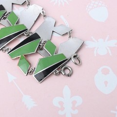 Vintage 1930s Art Deco Machine Age ENAMEL Modernist Necklace