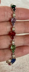 Signed B. David Multicolored Rhinestone And Faux Pearl Bracelet