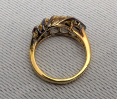 VTG Designer Lind 14K Gold Plate H.G.E. 5 Birthstones Ring Gemstones – Size 7