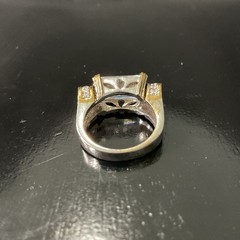 Vintage 18k GE Clear Emerald Cut CZ Ring Size 6.5 Gold Tone