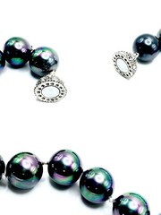Black Tahitian Glass Pearl 13mm Iridescent Peacock Crystal Fireball Necklace VTG