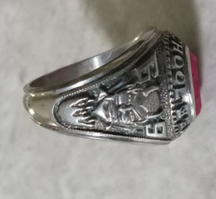 1969 Chaffee School Red Devils Class Ring Sterling Silver Red Stone size 9.75-10