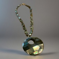 Vintage Mother Of Pearl & Abalone Coin Necklace With Large Shell Pendant