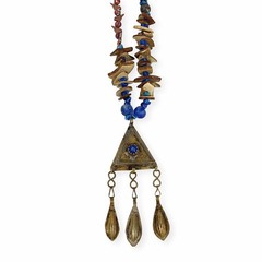Artisan Coconut Shell Pendant Necklace Dangle Chips Tribal Beaded Boho Chic