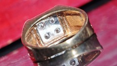14k yellow gold ring 0.80ct natural diamond size 8 vintage handmade 7.2gr N1078A