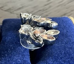 Vintage Marquise Crystal Petal Pierced Earrings Pink/Clear
