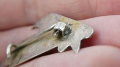 Antique Niello Sterling Silver Boat Brooch Pin 4.1g 1 Inch Length Regatta