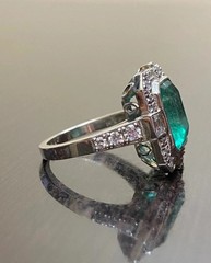 3.65Ct Art Deco Vintage Lab Created Emerald Diamond Engagement 925 Silver Ring