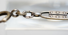 Art Deco German Silver Gustav Hauber Muff Guard Chain Necklace Bar Links Rivets