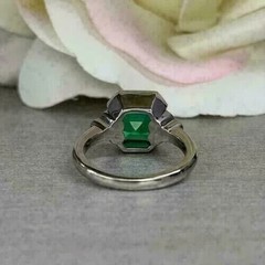 Art Deco Style Asscher Lab Created Diamond 14K White Gold FN Birthday Gift Ring
