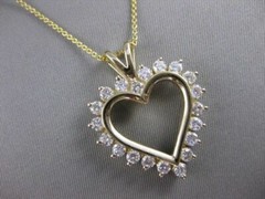 ESTATE 1.51CTW DIAMOND CLASSIC MEDIUM OPEN HEART 14KT YELLOW GOLD PENDANT #17570