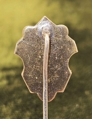Antique Victorian Gold Plated Brass Stylized Shield Tie Stickpin