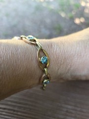 Art Deco Blue Zircon 14k Gold Bracelet