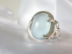 Chunky Sterling Silver 925 Natural Heated Blue Topaz Cabochon Unique Ring Size 7