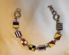 Sterling/Enamel Nautical Flag “GOOD LUCK” Bracelet