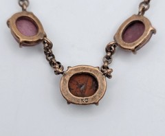Kenneth Cole Semi Precious Gemstone Necklace Prong Set Copper Pink Green Boho
