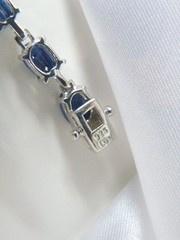 D’Joy Sterling Silver 925 Natural Blue Kyanite Tennis Line Bracelet Fits 8″