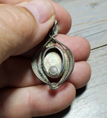Vintage Uncas Sorrento Sterling Silver filigree Mother Pearl cameo pendant