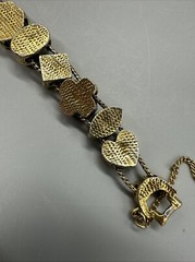 Vintage Signed Goldette NY Multiple Gemstones Safety Chain Slide Charm Bracelet