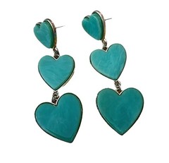 Sugarfix by BaubleBar Heart Drop Earrings Women Green Enamel Gold Tone Dangle