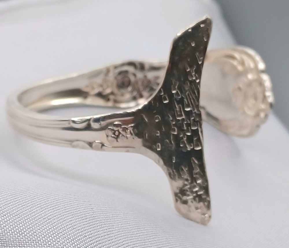 Artisan Made Fish Tail Cuff Bracelet Silver Plate Wm. A Rogers Spoon