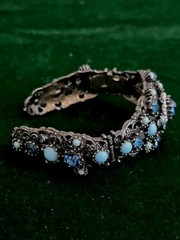 Vintage Hollycraft Bracelet Blue Rhinestones Faux Turquoise