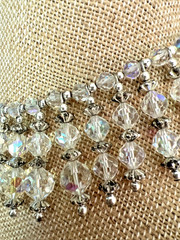 VINTAGE 1960’s AURORA BOREALIS CRYSTAL BIB COLLAR NECKLACE MCM STATEMENT PIECE