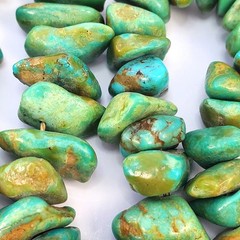 Polished TURQUOISE Nugget Stone Necklace BROKEN CLASP For Beads/Repair 20″ 55g