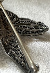 Vintage Silver Tone Filigree Flower Brooch 2.25 X 2 Inches