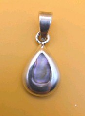 Mexico Sterling Silver 950 Abalone Shell Teardrop Pendant Charm @1″