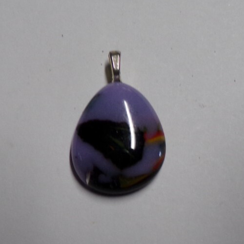 Vintage Lavender, Black, Yellow & Red Acrylic Pendant