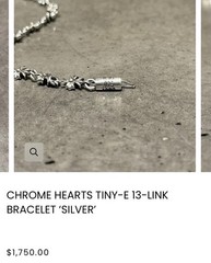 Sterling Silver Chrome Hearts Tiny E 1999 Vintage Bracelet 13 Links