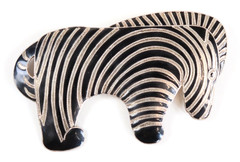 VTG Sterling Silver S 925 Zebra Pin Brooch Black Cloisonné Enamel Animal Africa