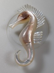 Vintage 1970s Mother Of Pearl Seahorse Brooch, Exc. Cond.