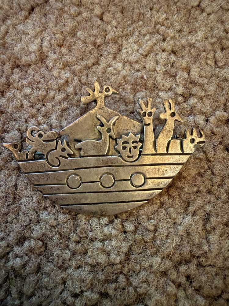 Lovely 925 Taxco Mexico Combination Brooch or Pendant “Noah’s Ark” 1.50″Tx1.75″W