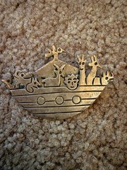 Lovely 925 Taxco Mexico Combination Brooch or Pendant “Noah’s Ark” 1.50″Tx1.75″W