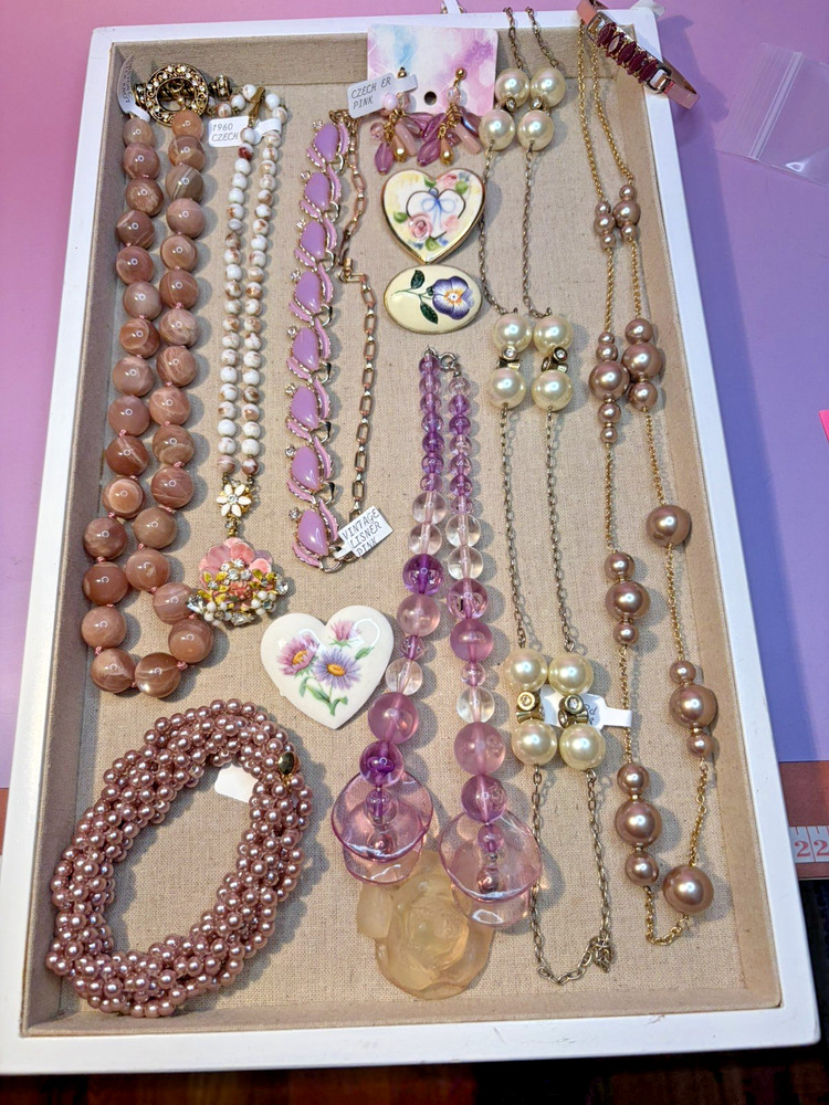 Used and Vintage Pink Spring Mix Jewelry Clearance Nice!
