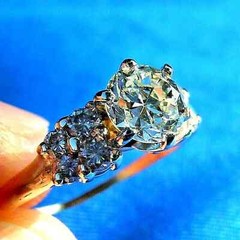 Original EARTH MINED DIAMOND Deco Engagement Ring 14K GOLD Vintage Solitaire S 6