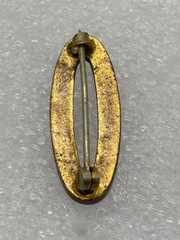 Antique Edwardian Era Sash Collar Lace Pin Open Oval Cobalt Enamel Brass C Clasp