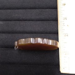 Brown Stone Carved Pendant Silver Tone