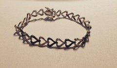 Vintage Sterling Silver 0.925 Heart Links 7.” Bracelet ((W94))