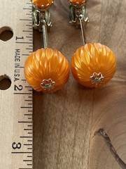 Lot Of 2-Vintage Dangle Drop Orange Clip on Earrings Stamped Japan
