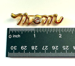 Vintage Gold Tone Clear Rhinestone MOM Brooch Pin Estate Mother’s Day Gift