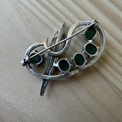 VTG Brooch Pin 2 Inch Jadeite Marcasite Palette Brushes 925 Sterling 11.3g Rare
