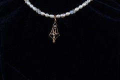 Antique Lavalier 10K Solid Yellow Gold Diamond Pendant With Perals And gems